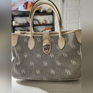 Dooney & Bourke satchel, blue and cream color purse‎